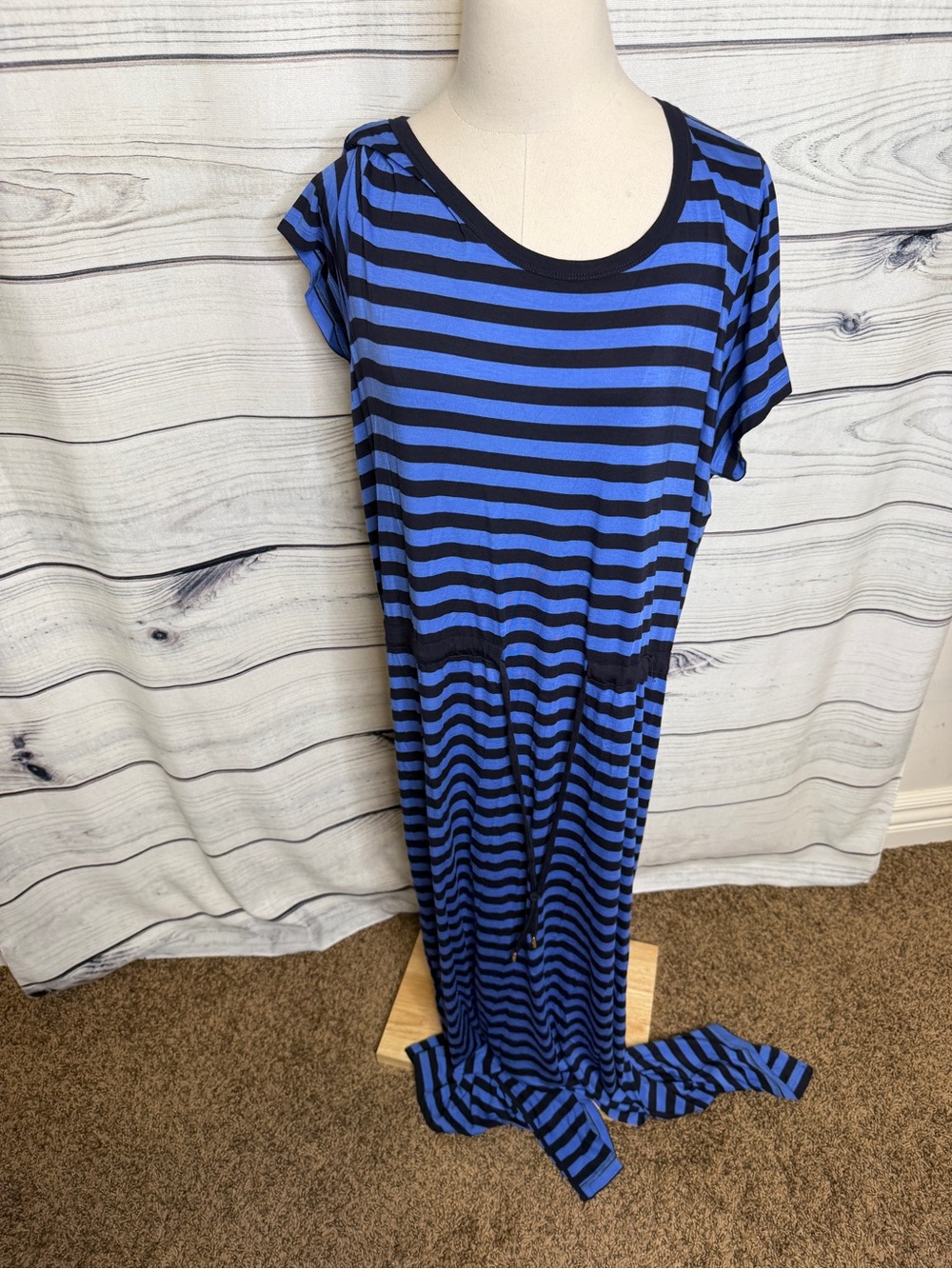 Michael Kors Blue and Black Striped Maxi Dress